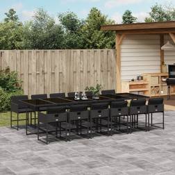 vidaXL Möbel 13-tlg Garten-Essgruppe mit Kissen - Schwarz Poly Rattan Essgruppe