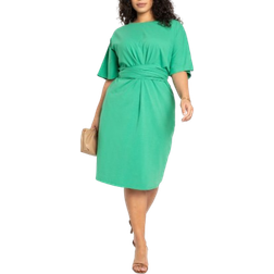 Eloquii Cross Front Flutter Sleeve Dress - Leprechaun