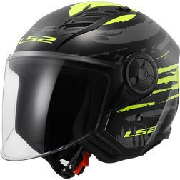 LS2 of616 airflow ii ece22.06 open face motorcycle helmet brush black yellow