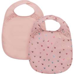 Konges Sløjd Dinner Bib with Frill Fairy Cherry/Cameo Rose 2-pack