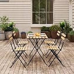 Casa.Pro Gartenmöbelset Bovino 5-tlg Set aus einem Tisch und 4 Stühlen Akazienholz Stahl Essgruppe, 1 Tisch einschl. 4 Stühle