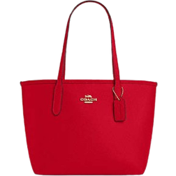 Coach Small City Tote Bag - Pebbled Leather/Gold/Bold Red