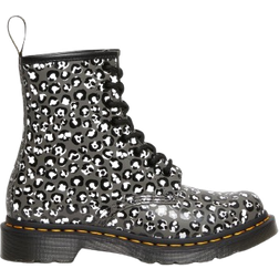 Dr. Martens 1460 Leopard Smooth Leather Lace Up Boots - Gunmetal