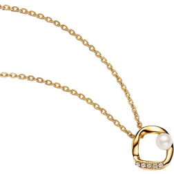 Pandora Organically Shaped Pavé Circle & Collier Necklace - Gold/Pearl/Transparent