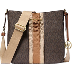 Michael Kors Jet Set Travel Small Signature Logo and Metallic Messenger Bag - Brown