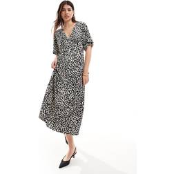 ASOS DESIGN Roll Sleeve Button Front Midi Tea Dress - Multi