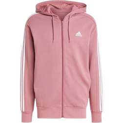 Adidas Essentials French Terry 3-Stripes Full-Zip Hoodie - Pink