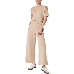 Spanx AirEssentials Cropped Wide Leg Jumpsuit - Tahini