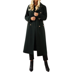 Wallis Petite Military Db Longline Coat - Forest