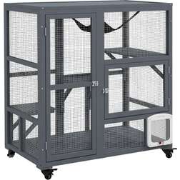 Pawhut Outdoor Catio Cat House on Wheels with Platforms