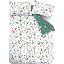 Catherine Lansfield Holly & Mistletoe Duvet Cover Pink, Green (200x200cm)