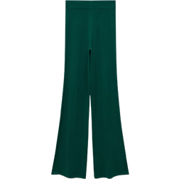 Mango Knitted Wideleg Trousers - Dark Green