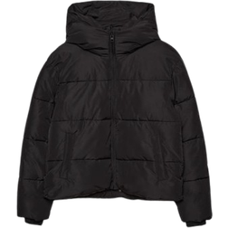 Stradivarius Basic Hooded Puffer Jacket - Black