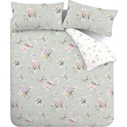 Catherine Lansfield Songbird Reversible Duvet Cover Green (200x200cm)