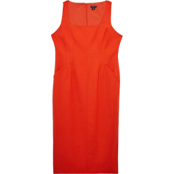 Karen Millen Tailored Square Neck Pencil Midaxi Dress Plus Size - Red