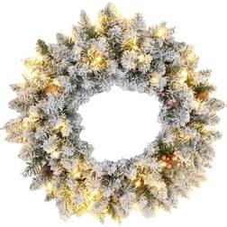 Homcom Pre-Lit Christmas Wreath with LED Green Decoration 60cm