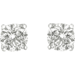 Haus of Brilliance Prong Classic Stud Earrings - White Gold/Diamond