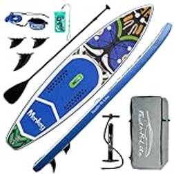 FunWater Uppblåsbart stående paddle board surfbräda SUP komplett paddleboard tillbehör justerbar paddel, pump, reseryggsäck, säkerhetslina, vattentätt mobiltelefonfodral