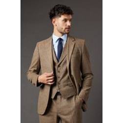 Burton Tweed Look Tailored Fit Suit Jacket - Neutral