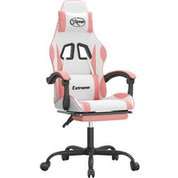 vidaXL drejelig gamingstol med fodstøtte kunstlæder hvid og pink