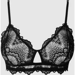 Understatement Lace Cut-Out Triangle Bralette - Black