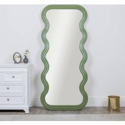 Melody Maison Full Length Wave Olive Green Floor Mirror 80x180cm