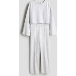 H&M Ljusgråmelerad 2-delat Sweatshirtset - Flicka