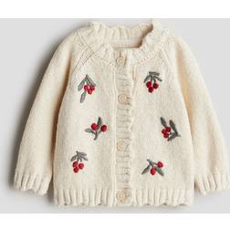 H&M Cardigan Med Broderier - Beige