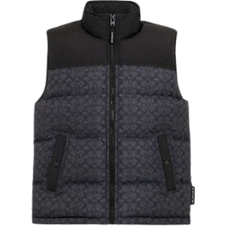 Coach Signature Down Vest In Recycled Polyester - Charcoal