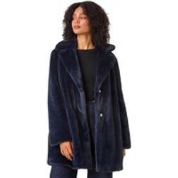 Roman Faux Fur Longline Coat - Midnight