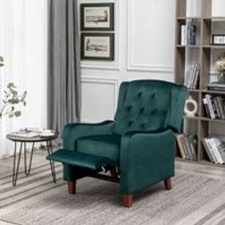 Furniture One Velvet Wingback Recliner Green Armchair