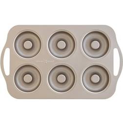 Nordic Ware 6 Cavity Nonstick Steel Donut Pan 12.40 x 8.50 x 0.90 Rose Gold Baking Tin