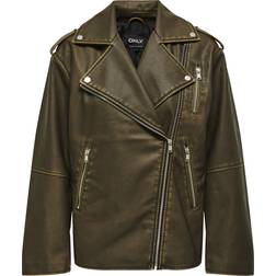 Only Montana Faux Leather Jacket - Brown/Wren