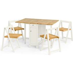 Julian Bowen Savoy Light Oak/White Dining Set 80x120cm 5pcs