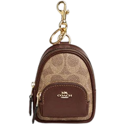 Coach Mini Court Backpack Bag Charm In Signature Canvas - Gold/Tan/Brown