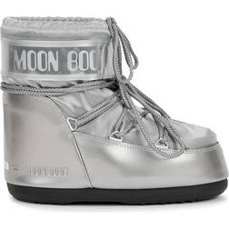 Moon Boot Icon Low Padded Metallic Satin Snow Boots - Silver