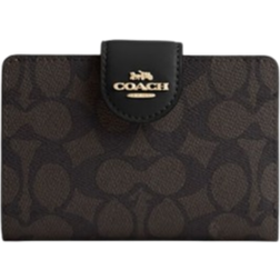 Coach Medium Corner Zip Wallet - Signature Canvas/Gold/Walnut/Black