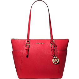 Michael Kors Charlotte Large Saffiano Leather Top Zip Tote Bag - Bright Red