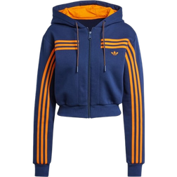 Adidas Women's 70s Short Full Zip Fleece Hoodie - Night Indigo