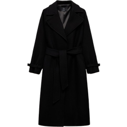 Mango Traviata Maxi Lapel Manteco Wool Coat - Black