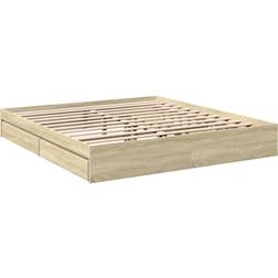 vidaXL Sengeramme Med Skuffer Sonoma Eik 180x200 cm Konstruert Tre Sängram