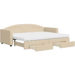 vidaXL Daybed Med Udtræk Og Skuffer 80x200 cm Stof Cremefarvet