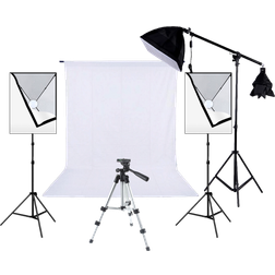 Evermart Softbox Fotostudie Pakke med 3 Softboxe, Tripod og Baggrund