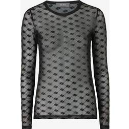 Mos Mosh MMLoretta Velvet Mesh Blouse - Black