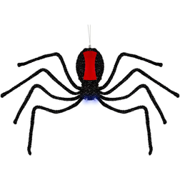 Party Decorations Abseiling Widow Fringed Spider with Glowing Eyes Black/Red