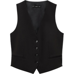 Mango Suit Waistcoat with Buttons - Black