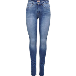 Only Blush Mid Waist Skinny Fit Jeans - Blue/Medium Blue Denim