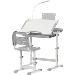 Homcom Kids Study Desk & Chair Set with USB Lamp