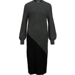 Object Knit Midi Dress - Dark Grey Melange