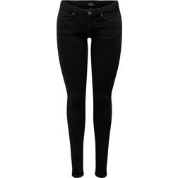 Only Coral Super Low Waist Skinny Fit Jeans - Black/Black Denim